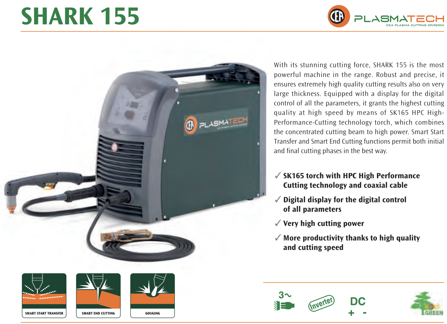 PLASMATECH SHARK 155 400V 3PH COM TOCHA SK165 6M